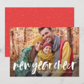 Nieuwjaar vrolijk speeltje moderne fotokaart (Voorkant / Achterkant)