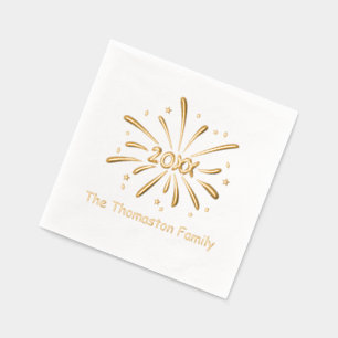 Nieuwjaar Vuurwerk 20XX Familie / Bedrijfsnaam Folie Servetten