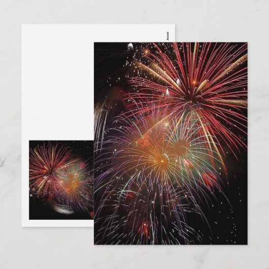 Nieuwjaar vuurwerk feestdagenkaart (Voorkant / Achterkant)