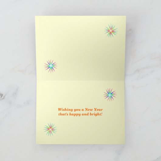 Nieuwjaar vuurwerk Flash op zwart Feestdagen Kaart (Binnen)