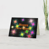 Nieuwjaar vuurwerk Flash op zwart Feestdagen Kaart (Voorkant)