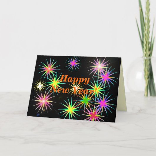 Nieuwjaar vuurwerk Flash op zwart Feestdagen Kaart (Voorkant)