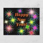 Nieuwjaar vuurwerk Flash op zwart Feestdagenkaart (Voorkant)