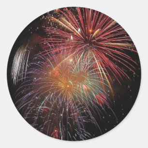 Nieuwjaar vuurwerk kruiper ronde sticker
