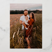 Nieuwjaar wil minimale legante scriptfoto folie feestdagenkaart (Voorkant)