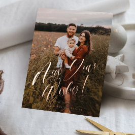 Nieuwjaar wil minimale legante scriptfoto folie feestdagenkaart