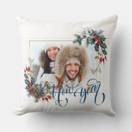 Nieuwjaar Winter foto in blauwe stijl Kussen