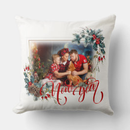 Nieuwjaar Winter foto in rode stijl Kussen