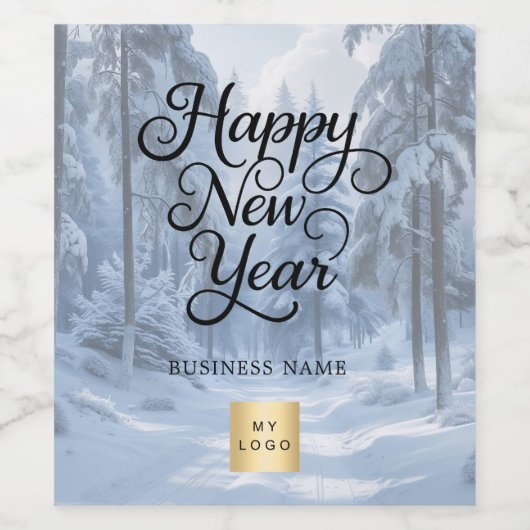 Nieuwjaar winter wonderland business logo wijn etiket (Enkel label)
