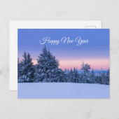 Nieuwjaar winterlandschap op zonsondergang briefkaart (Voorkant / Achterkant)