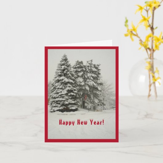 Nieuwjaar Winter's Wonderland van sneeuw Kaart (Gele Bloem)