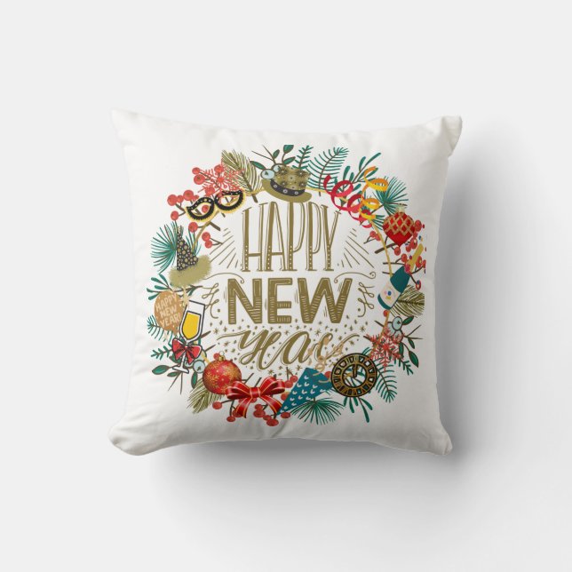 Nieuwjaar Wreath Kussen (Voorkant)