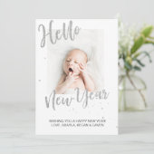 Nieuwjaar Zilveren Sparkle-Baby Kaart (Staand voorkant)