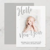 Nieuwjaar Zilveren Sparkle-Baby Kaart (Voorkant / Achterkant)