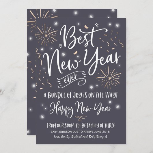 Nieuwjaar Zwangerschap 2018 Feestdagenkaart (Voorkant / Achterkant)