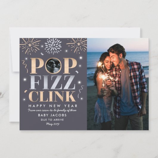 Nieuwjaar Zwangerschap 2019 Feestdagenkaart (Voorkant)