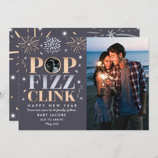 Nieuwjaar Zwangerschap 2019 Feestdagenkaart (Voorkant / Achterkant)