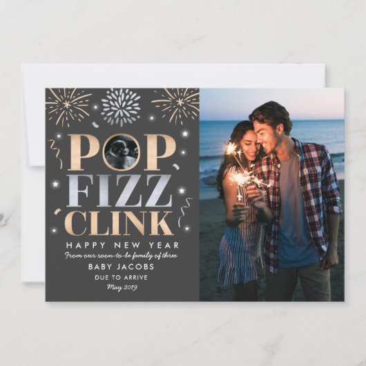 Nieuwjaar Zwangerschap 2019 Feestdagenkaart (Voorkant)