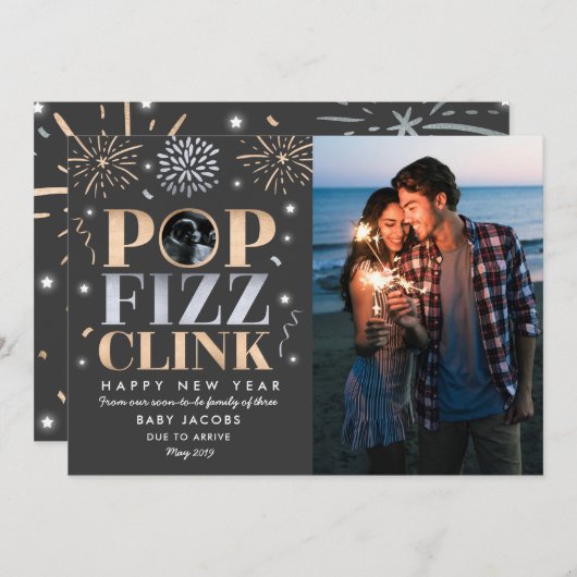 Nieuwjaar Zwangerschap 2019 Feestdagenkaart (Voorkant / Achterkant)