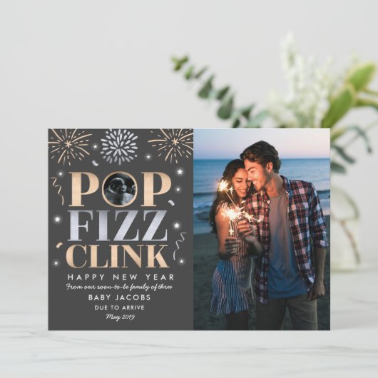 Nieuwjaar Zwangerschap 2019 Feestdagenkaart (Staand voorkant)