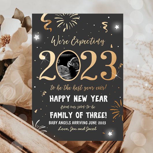 Nieuwjaar Zwangerschap Aankondiging 2023-kaart