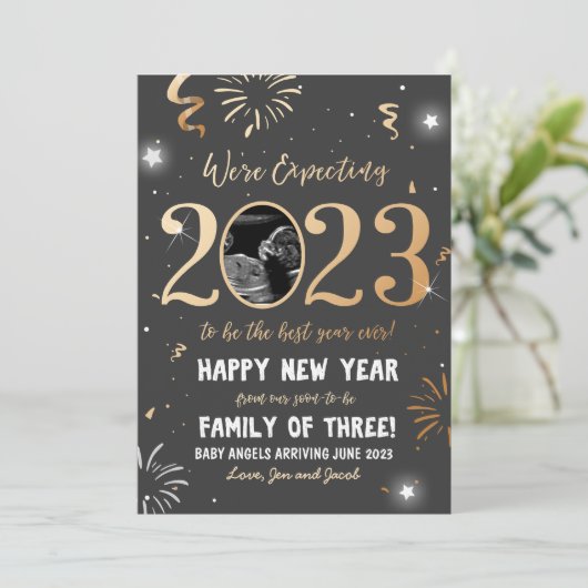 Nieuwjaar Zwangerschap Aankondiging 2023-kaart (Staand voorkant)