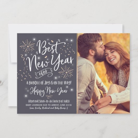 Nieuwjaar zwangerschap aankondiging nieuwjaar 2018 (Voorkant)