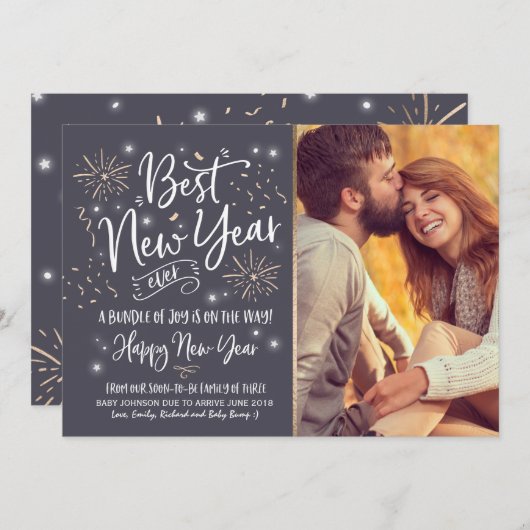 Nieuwjaar zwangerschap aankondiging nieuwjaar 2018 (Voorkant / Achterkant)