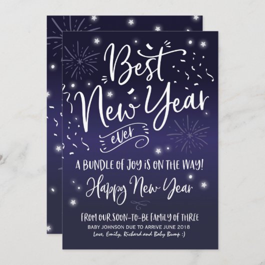 Nieuwjaar zwangerschap aankondiging nieuwjaar 2018 (Voorkant / Achterkant)