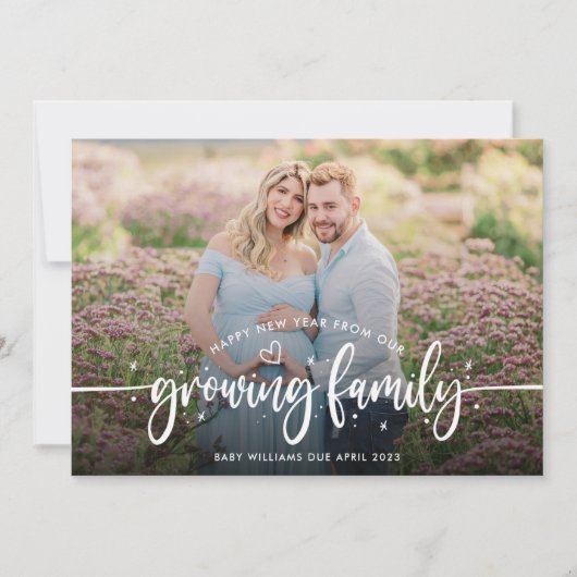 Nieuwjaar Zwangerschap Foto Aankondiging (Voorkant)