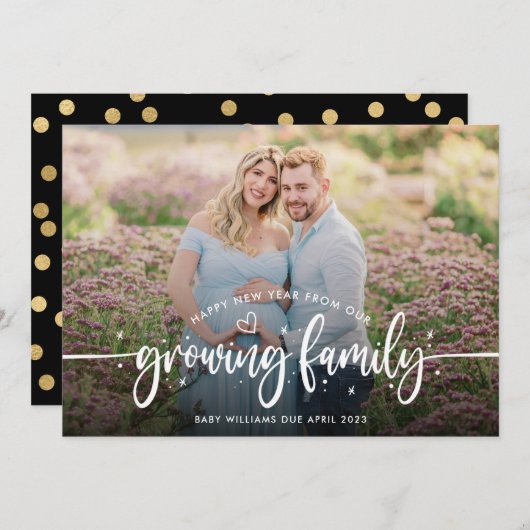 Nieuwjaar Zwangerschap Foto Aankondiging (Voorkant / Achterkant)