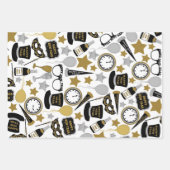 Nieuwjaar zwart en goud set van 3 inpakpapier vel (Voorkant 3)