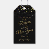 Nieuwjaar zwart en gouden bruidsschat Hartelijk da Cadeaulabel (Voorkant)