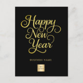Nieuwjaar zwart goud script business logo feestdagenkaart (Voorkant)