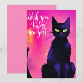 Nieuwjaar Zwarte Kat Feestdagenkaart (Voorkant / Achterkant)