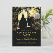 Nieuwjaars 2024 gouden glitter op zwart kaart (Staand voorkant)