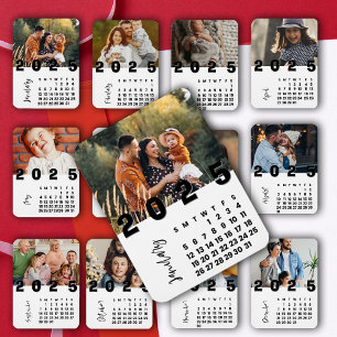 Nieuwjaars 2025 Januari Kalendar Familie Foto Magneet