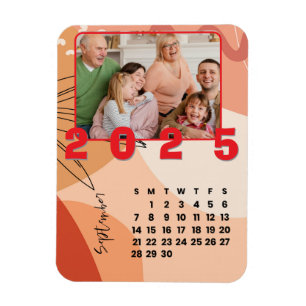 Nieuwjaars 2025 Kalender September Familie Foto Magneet