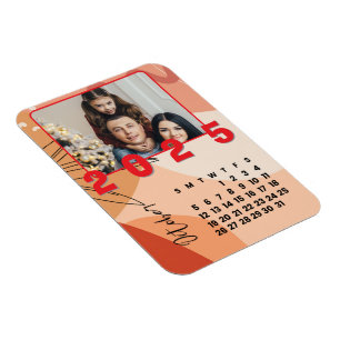 Nieuwjaars 2025 Oktober Kalender Familie Foto Magneet