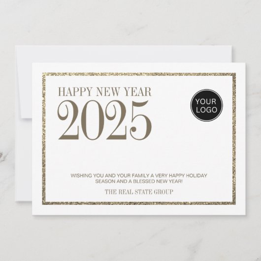 Nieuwjaars 2025 professioneel bedrijfslogo feestdagenkaart (Voorkant)