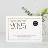 Nieuwjaars 2025 professioneel bedrijfslogo feestdagenkaart (Staand voorkant)