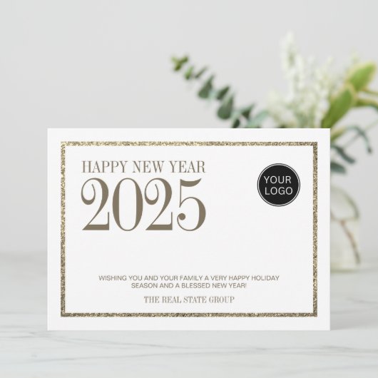 Nieuwjaars 2025 professioneel bedrijfslogo feestdagenkaart (Staand voorkant)