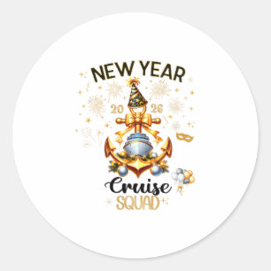 Nieuwjaars 2026 Jacht Cruise Schip Oud en Nieuw Fe Ronde Sticker
