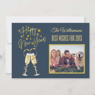 *Nieuwjaars 4 Multi-Foto Collage Voorzijde Achterz Kaart