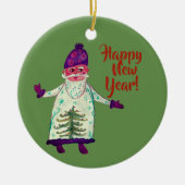 Nieuwjaars aangepaste kerstman cirkel ornament (Voorkant)