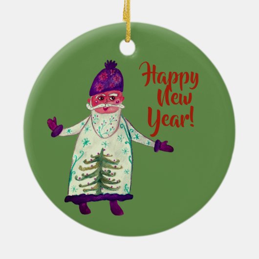 Nieuwjaars aangepaste kerstman cirkel ornament (Achterkant)