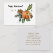 “Nieuwjaars Aquarel Mandarin Notitiekaartje (Voorkant / Achterkant)