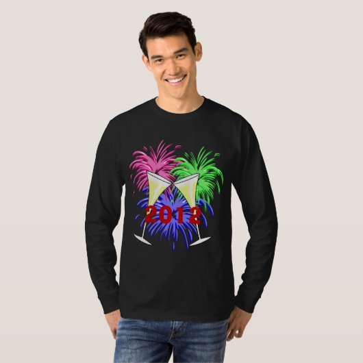 Nieuwjaars Champagne en Fire Works Shirt (Voorkant volledig)