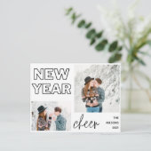 nieuwjaars cheer elegant multi foto feestdagenkaart (Staand voorkant)