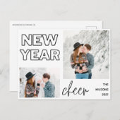 nieuwjaars cheer elegant multi foto feestdagenkaart (Voorkant / Achterkant)